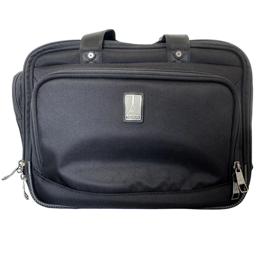 Travelpro Black Ballistic Nylon Flight Bag Multi-Pocket Carry On Travel Briefcas